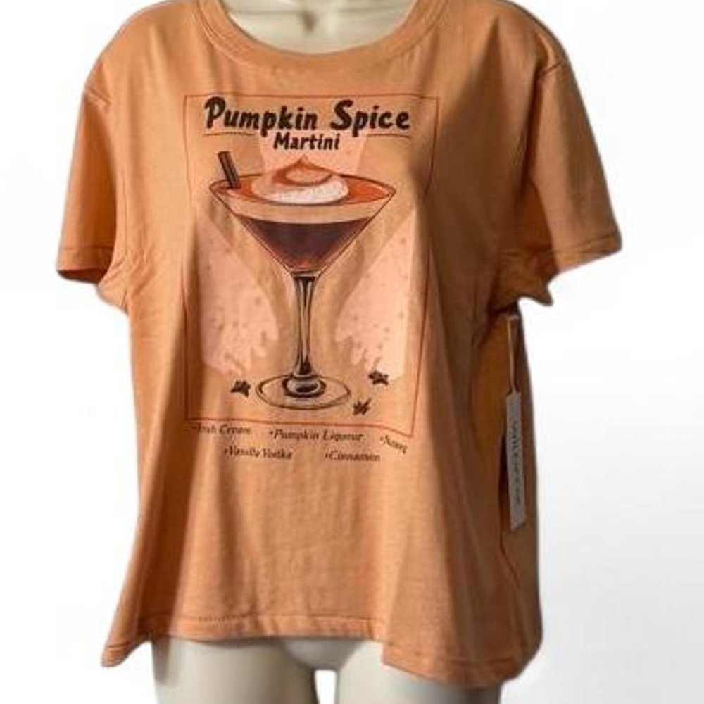 Wildfox Pumpkin Spice Martini Orange Cropped Tee, Women's Size L